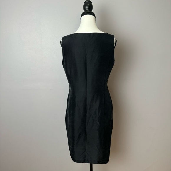 Vintage Bob Mackie Studio sleeveless floral embroidered silk little black dress - Picture 10 of 11